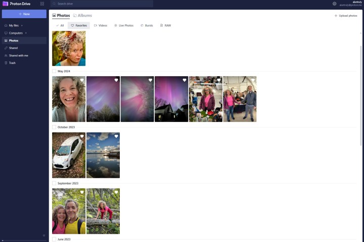 alt=Proton Drive's web app provides convenient access to encrypted files and photos from any device.