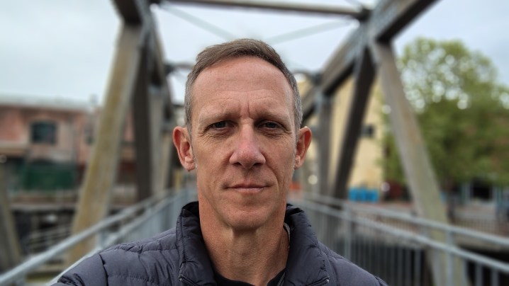 Portrait mode photo taken with Moto G Stylus 2025, showing subject with bokeh background effect
