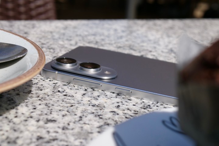 Close-up of the Samsung Galaxy S25 Edge camera module and sleek finish