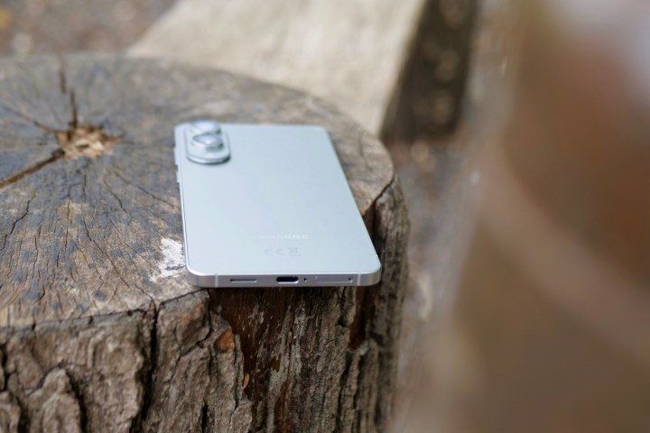 The Samsung Galaxy S25 Edge showing its charging port and sleek bottom edge