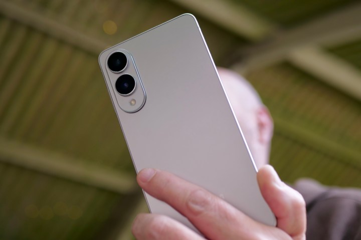 Hand holding the Samsung Galaxy S25 Edge, showcasing its slim and stylish aesthetic