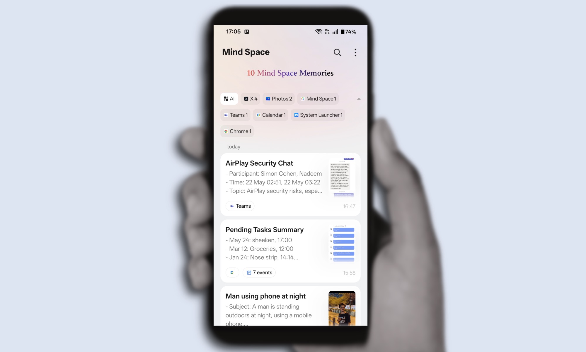 OnePlus 13s showcasing AI Plus Mind's OCR capability, accurately extracting calendar appointment details from a saved image.