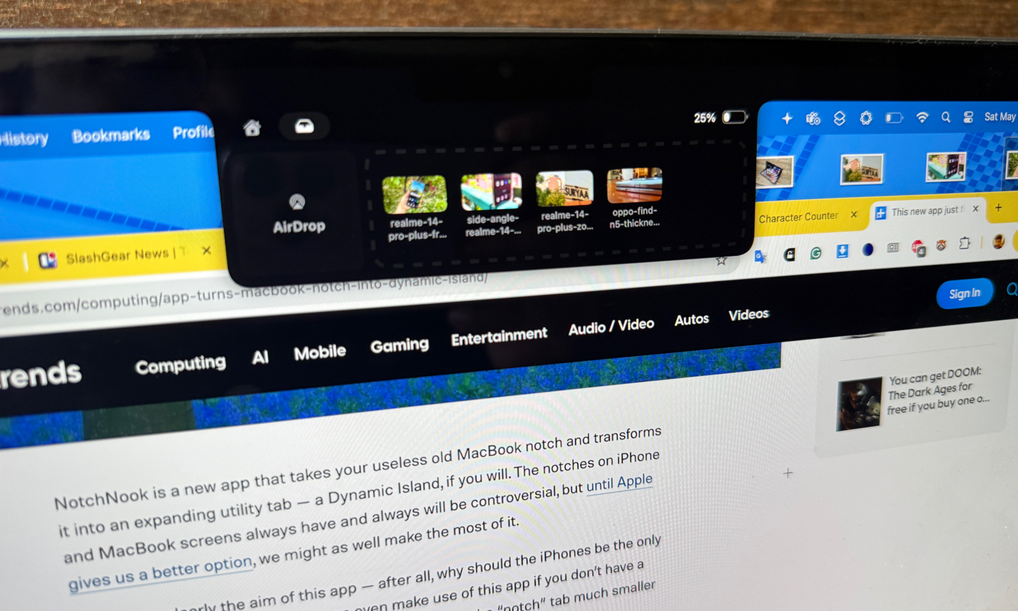 Boring Notch app interface for MacBook, demonstrating how it turns the notch area into a functional activity hub.