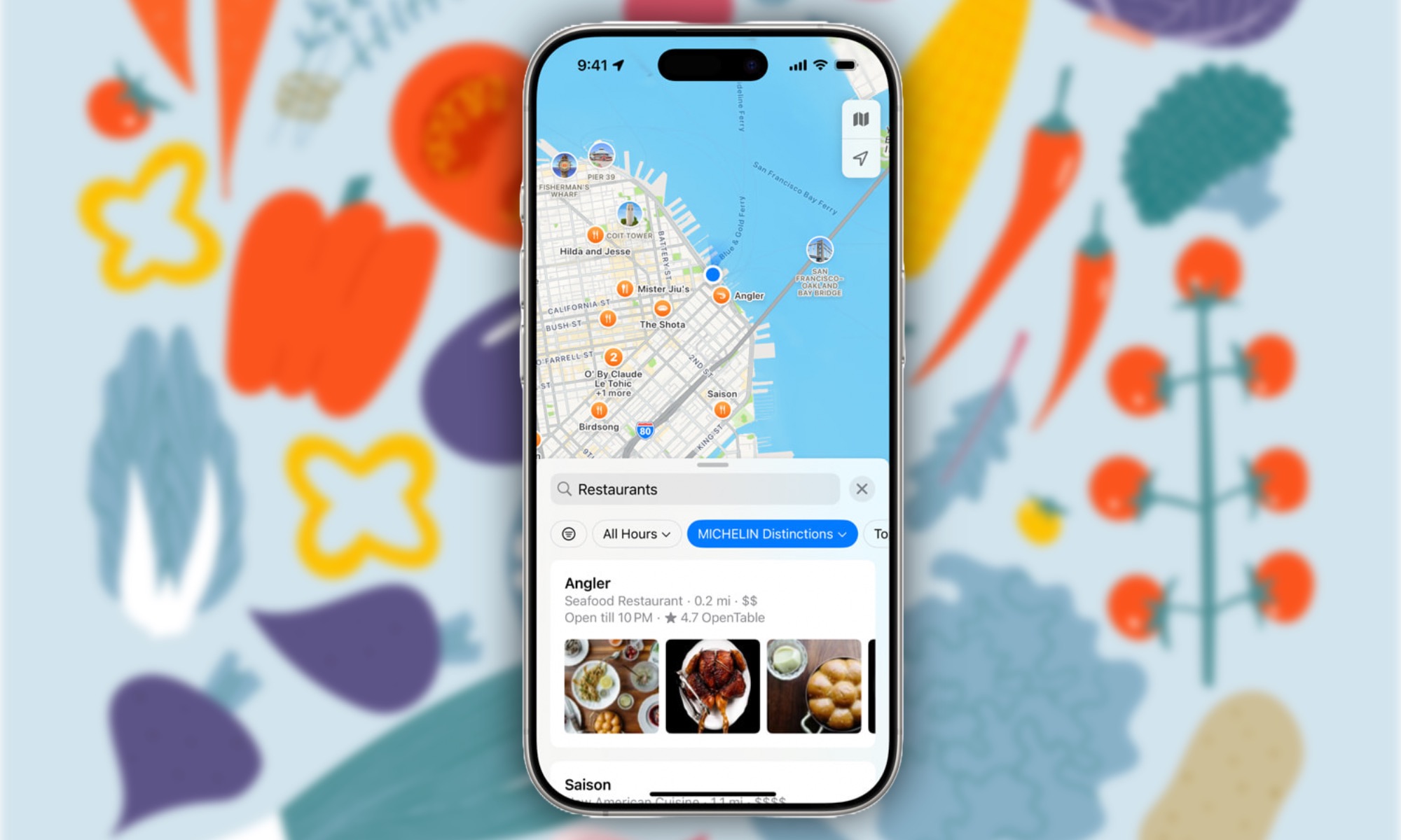 Michelin restaurant details on Apple Maps.