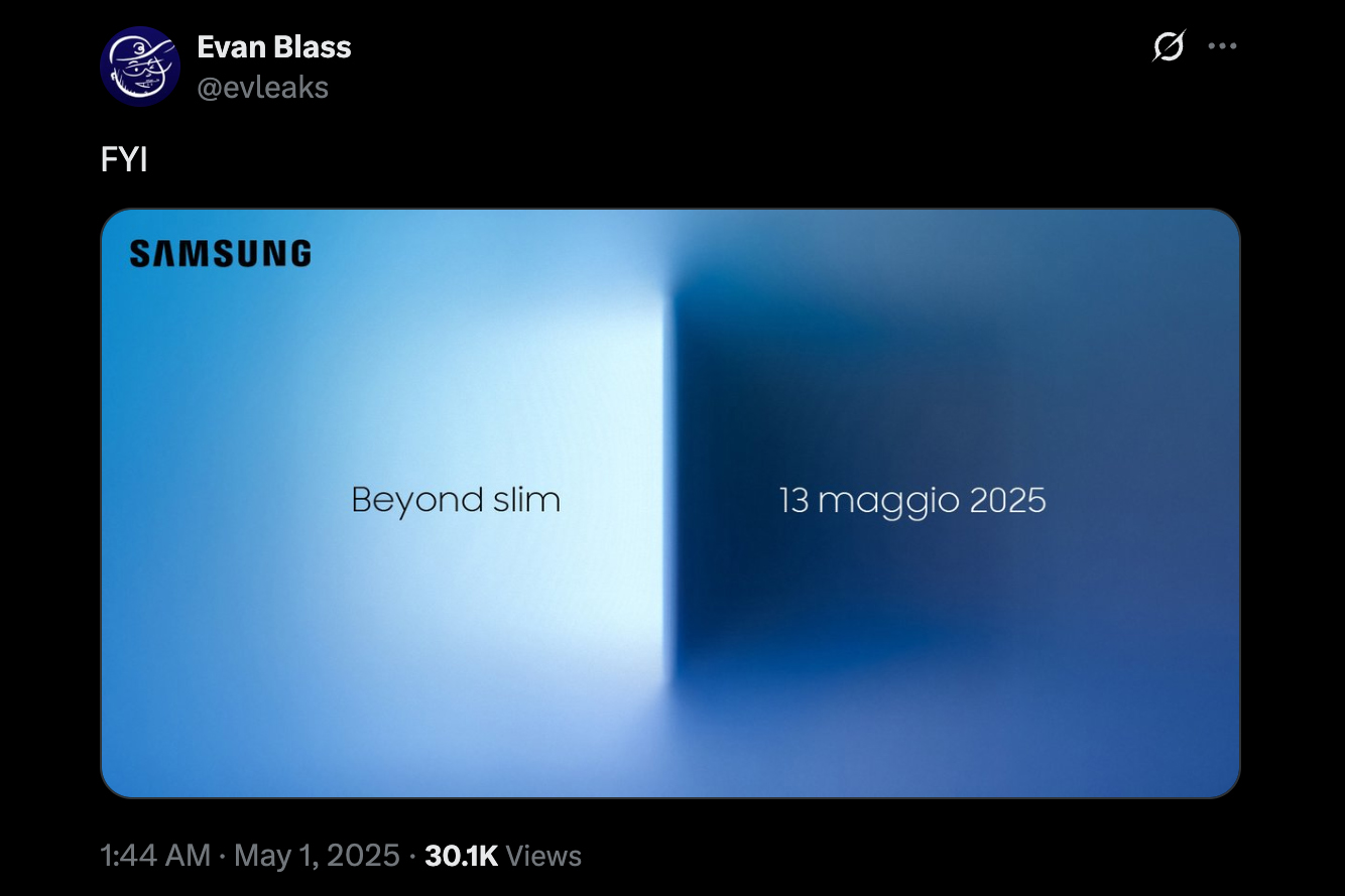 Samsung Galaxy S25 Edge leaked poster.