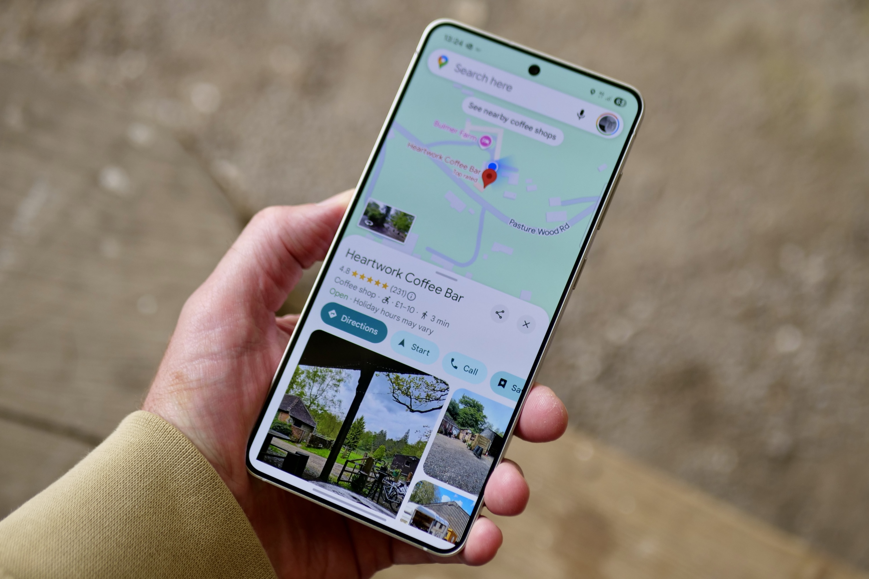 Samsung Galaxy S25 Edge displaying GPS navigation, highlighting its everyday usability despite its thin design.