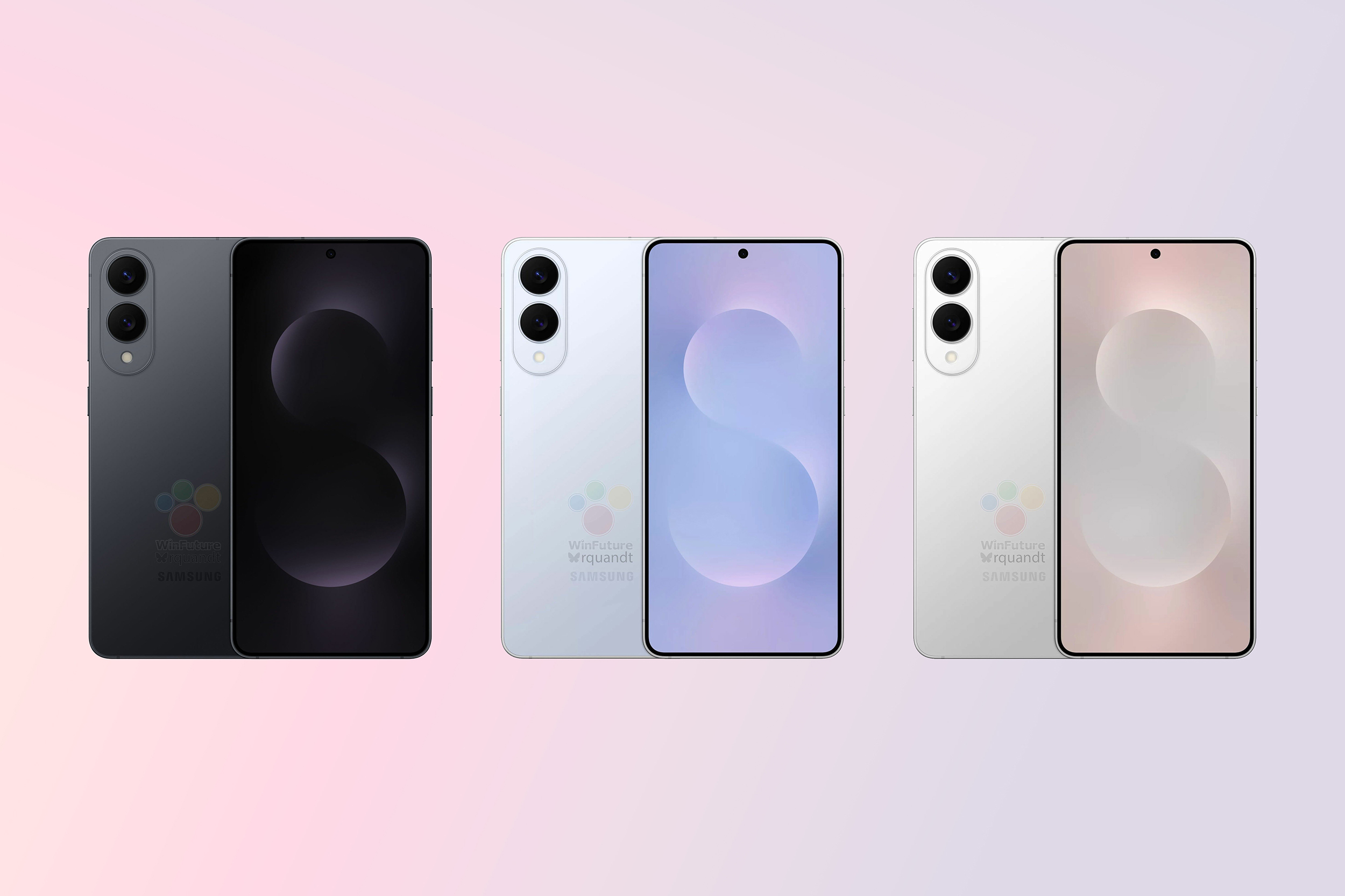 Leaked digital renders of Samsung Galaxy S25 Edge colors.
