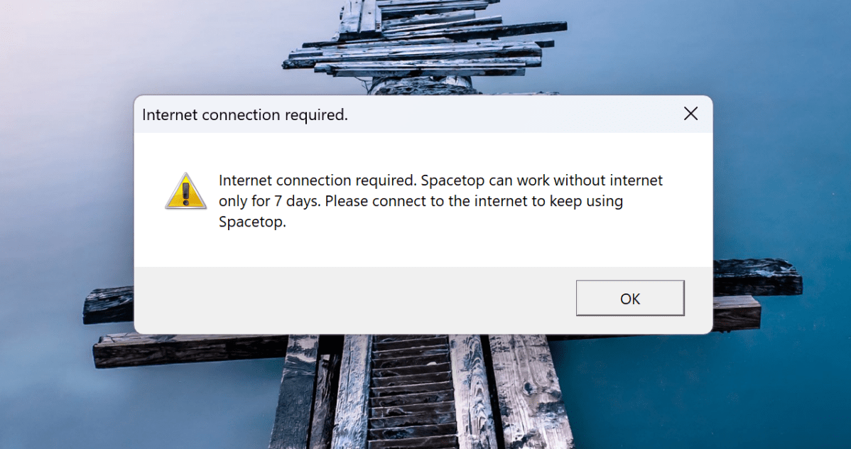 Sightful Spacetop warning