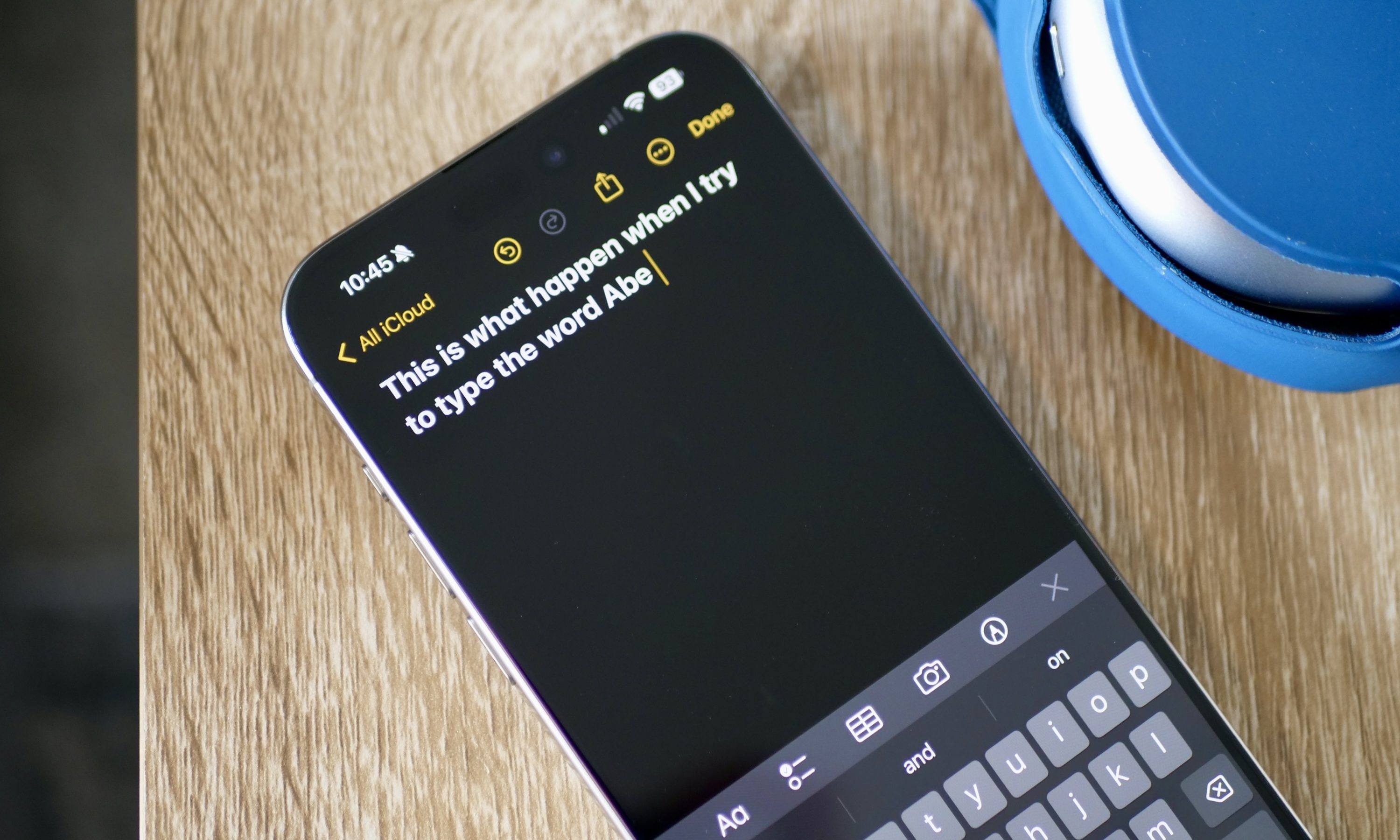 Text on an iPhone screen, symbolizing the upcoming Markdown support in Notes for iOS 26.