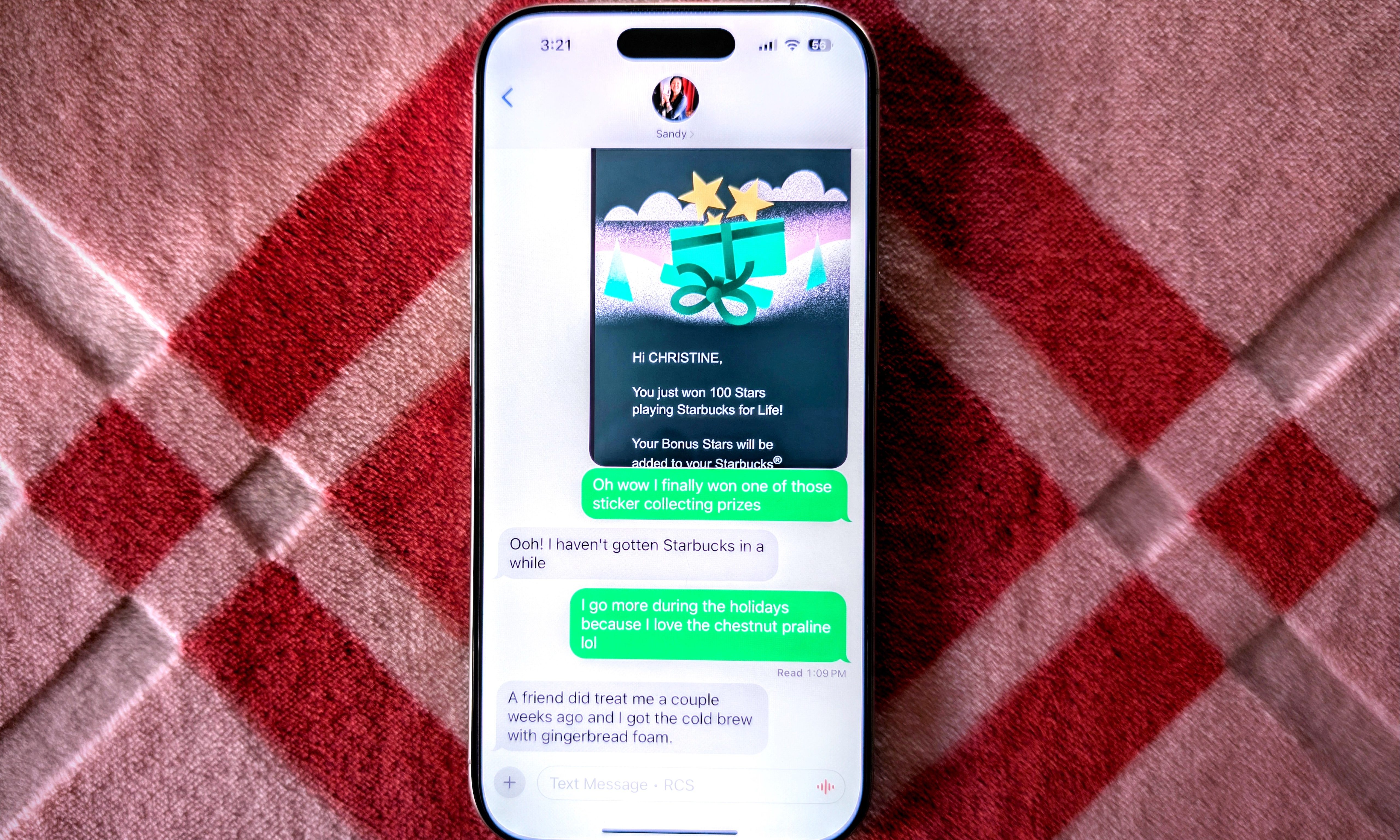 iPhone 16 Pro displaying iMessage interface, where iOS 26 might introduce long-awaited poll functionality.