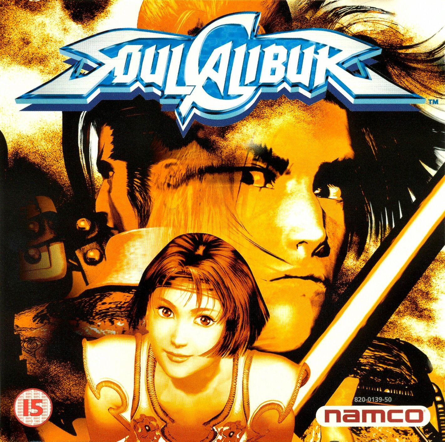 Official box art for SoulCalibur on Dreamcast, showcasing its iconic characters and vibrant design.