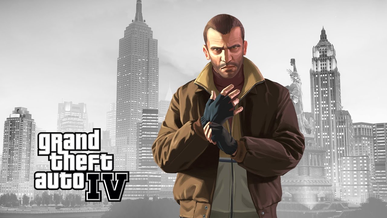 Niko Bellic, the protagonist of Grand Theft Auto IV, featured in promotional artwork.