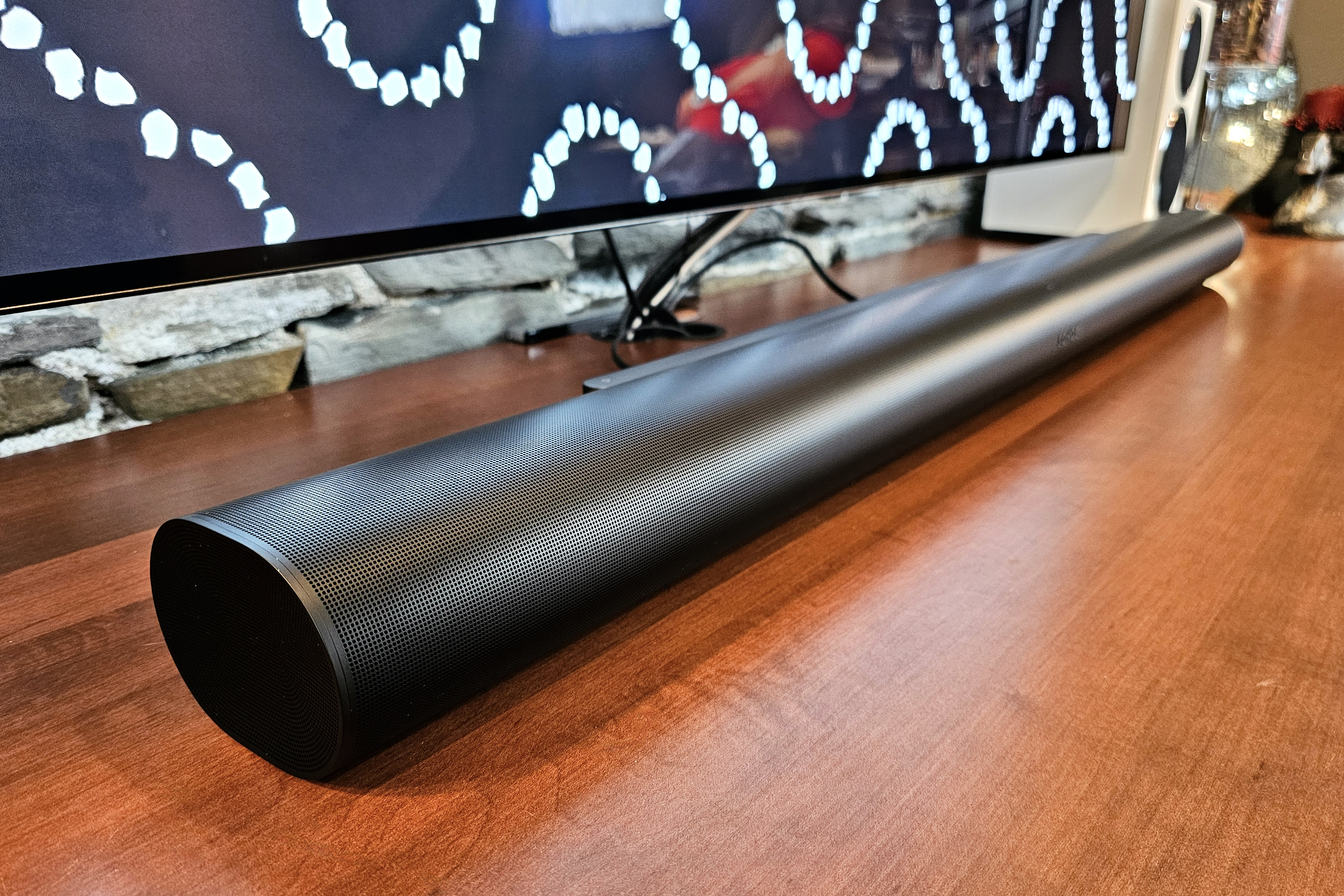 Sonos Arc Ultra premium Dolby Atmos soundbar shown from a left angle.