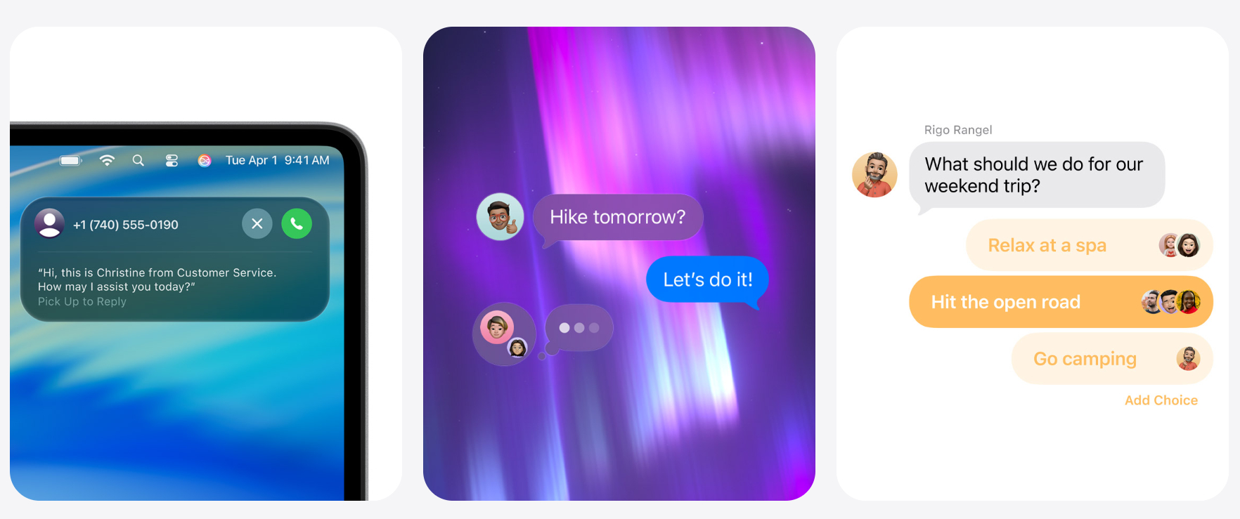 New functionalities showcased in the Phone and Messages apps on Apple devices
