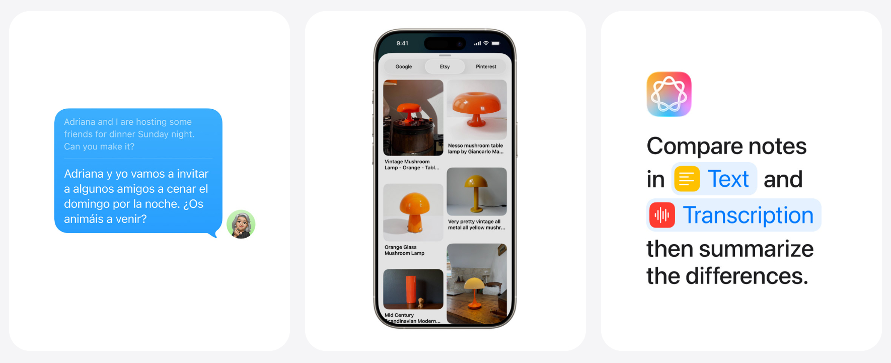 Demonstration of new Apple Intelligence features like Live Translation and image creation