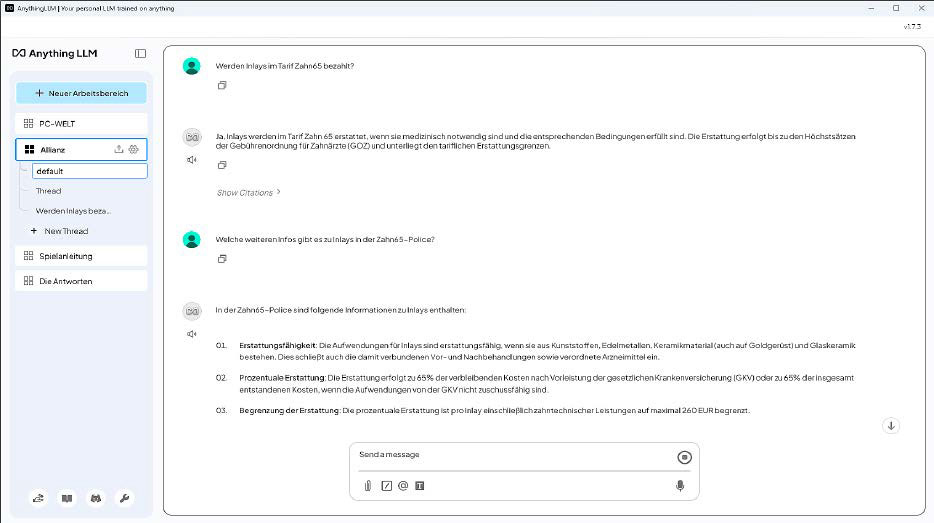 Screenshot showing perfect AI-generated responses from ChatGPT 4o regarding a supplementary dental insurance contract, demonstrating the potential of advanced language models.