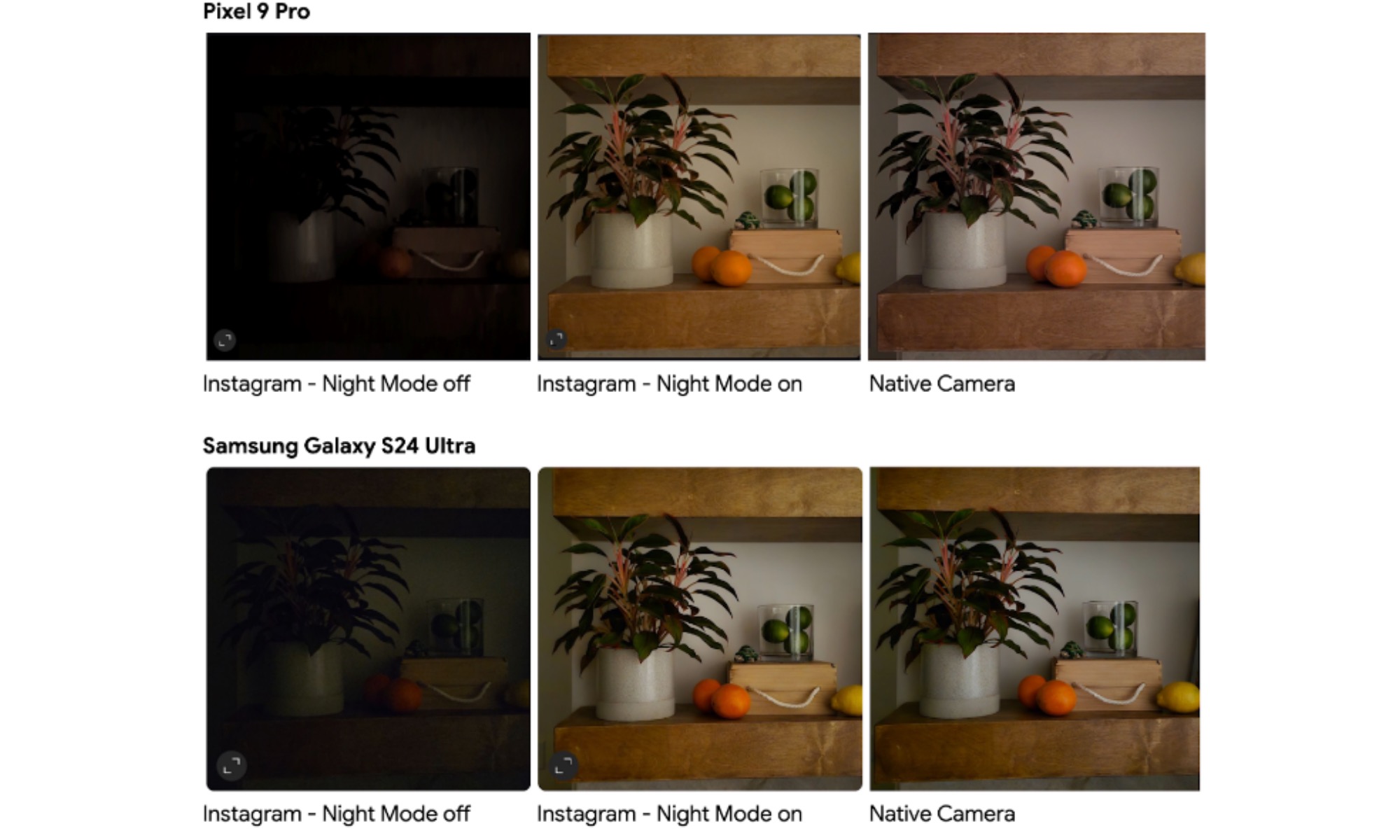 Improved night mode photography in Android 16, capturing a detailed low-light city scene.