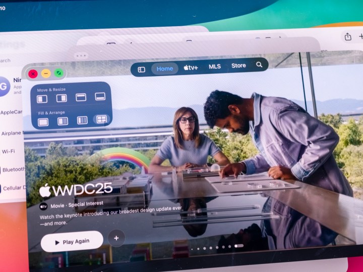 iPad Pro M4 interface demonstrating the refined user experience of iPadOS 26 window management.