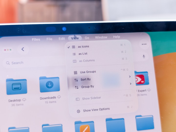 iPadOS 26 Files app on iPad Pro M4 demonstrating the new Mac-like menu bar for enhanced navigation