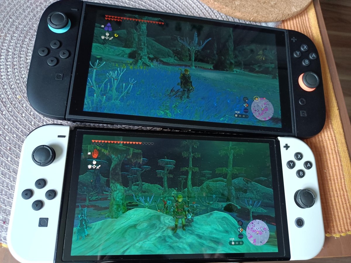 Dark game scene on Nintendo Switch 2's LCD screen, illustrating potential lack of depth compared to OLED displays.