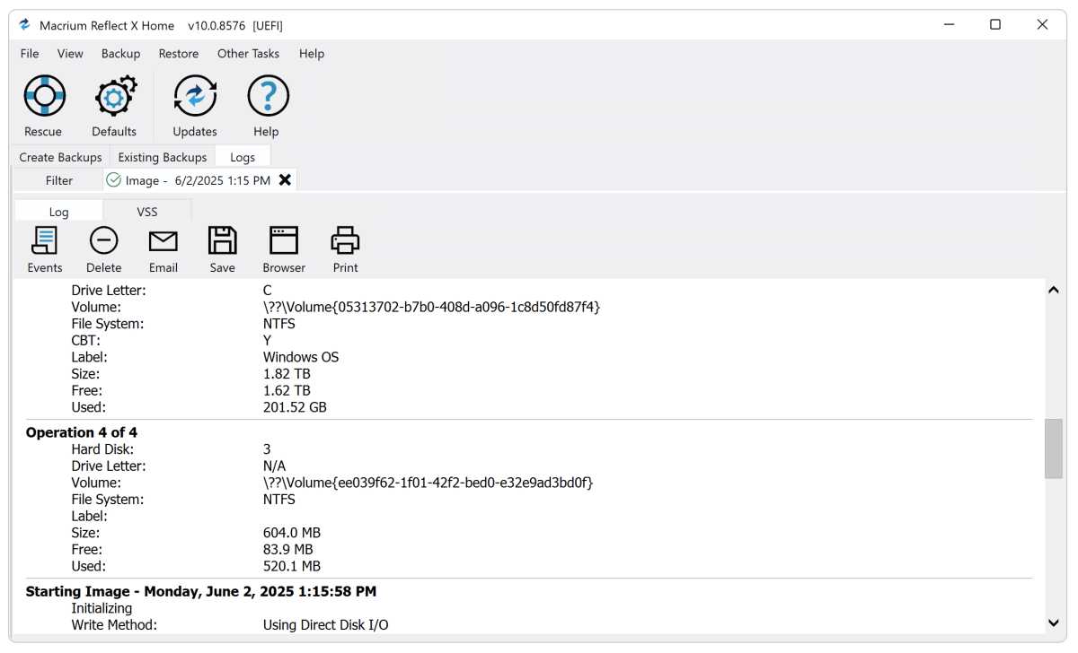 Detailed logs in Macrium Reflect X for troubleshooting backup issues