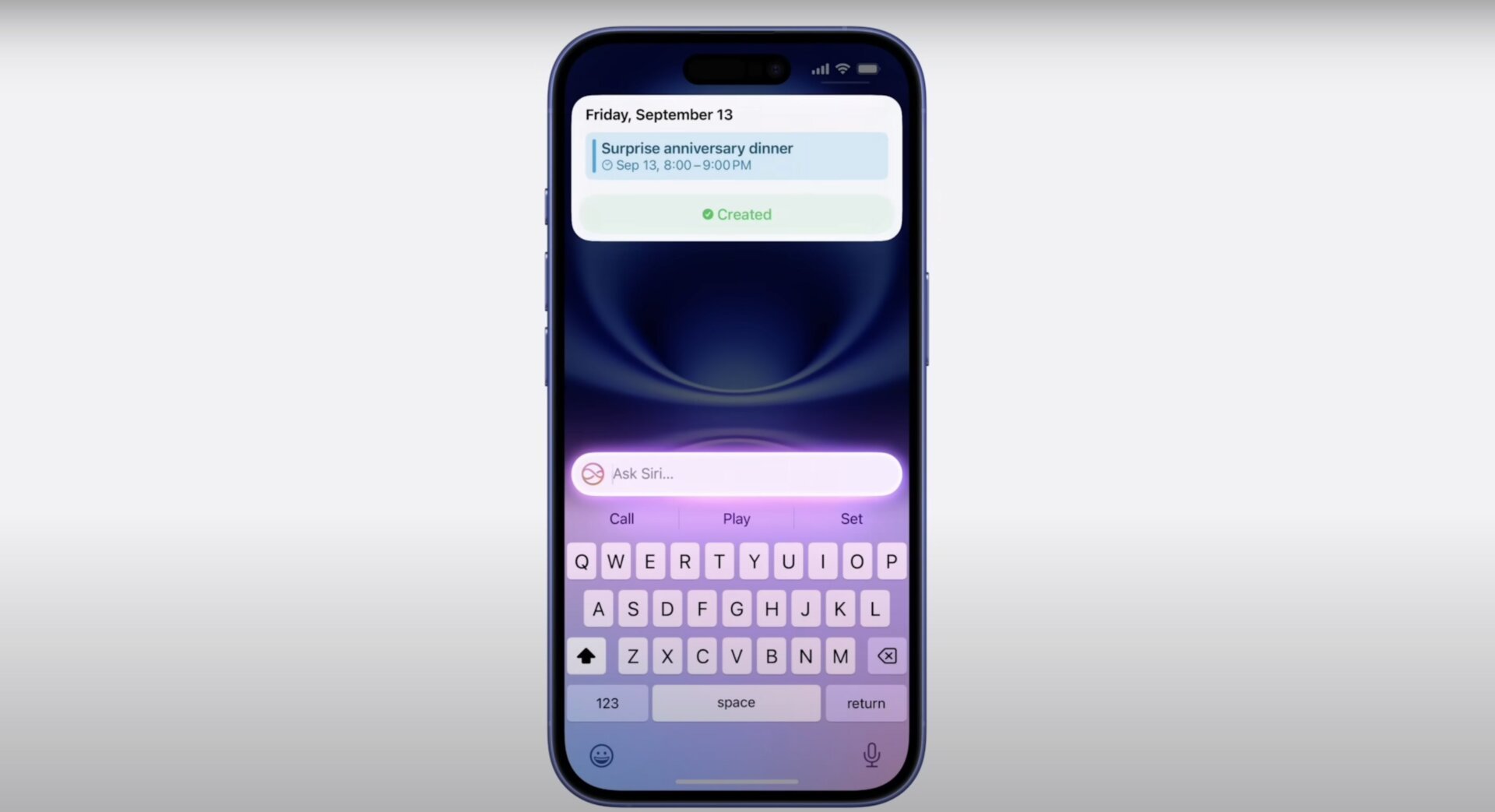 iPhone screen demonstrating the 'Type to Siri' feature in iOS, highlighting ongoing Siri enhancements amidst broader AI delays.