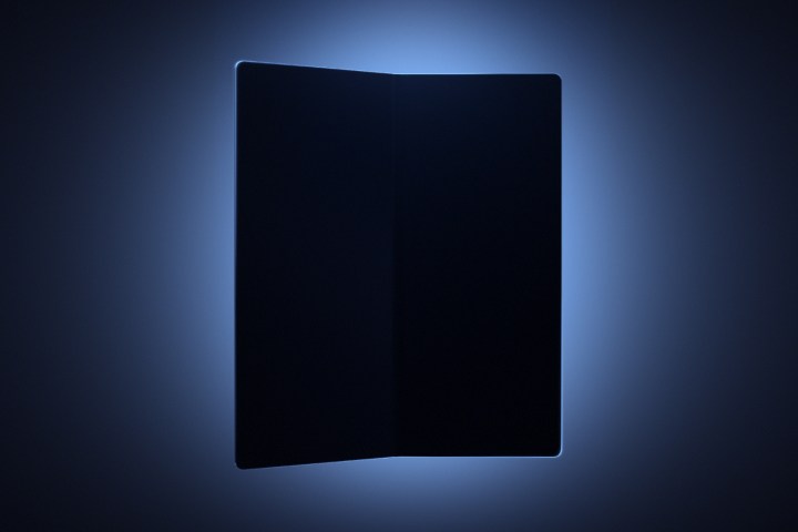 Stylized outline of a Samsung foldable phone, hinting at the upcoming Galaxy Z Fold 7 Ultra model.