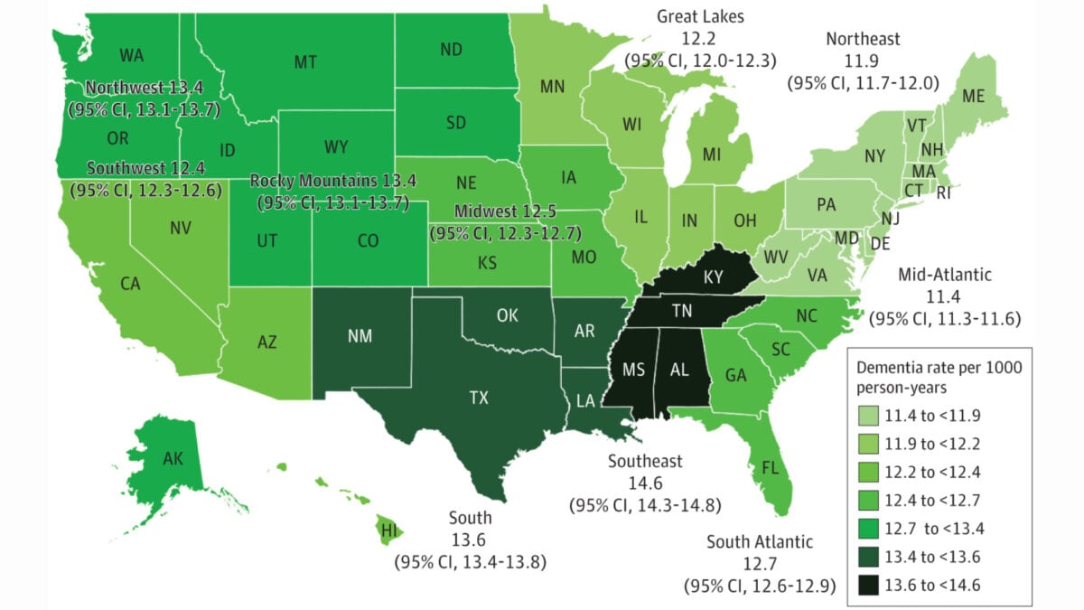 Geographic Disparities in US Dementia Risk Revealed by New Study