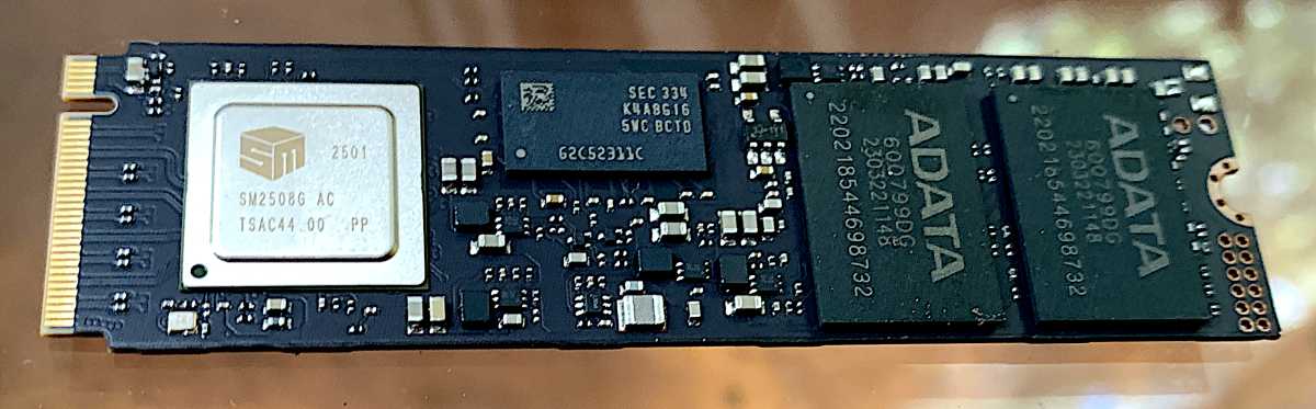XPG Mars 980 Blade SSD PCB showcasing its Adata design and memory chips